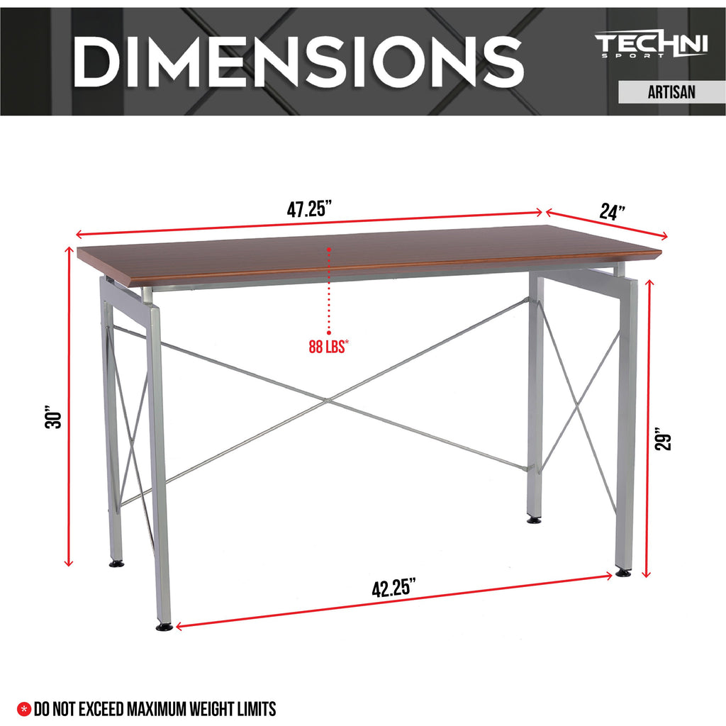 Techni Mobili Stylish Steel Writing Desk In Mahogany And Chocolate