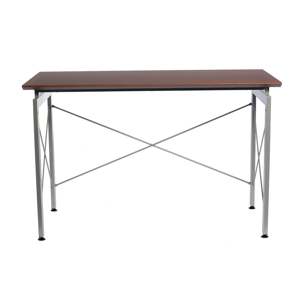 Techni Mobili Stylish Steel Writing Desk In Mahogany And Chocolate