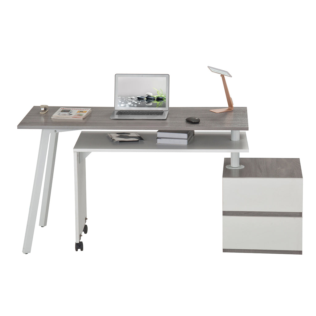 Techni Mobili Rotating Multi Positional Modern Desk In Grey Color
