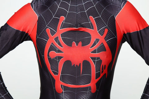Spider Man Into The Spider Verse Miles Morales Cosplay - roblox jumpsuit body suit party cosplay costume for kid