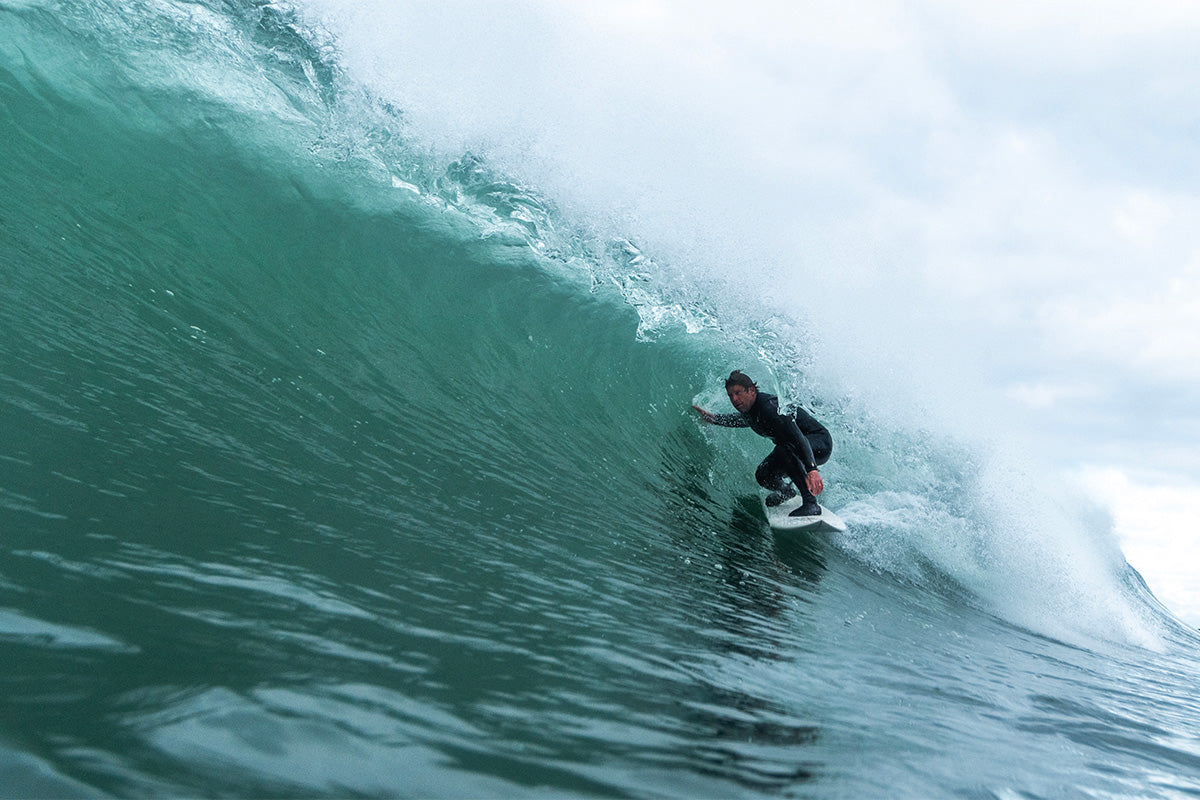 surfer dan 'mole' joel in the barrel at porthleven