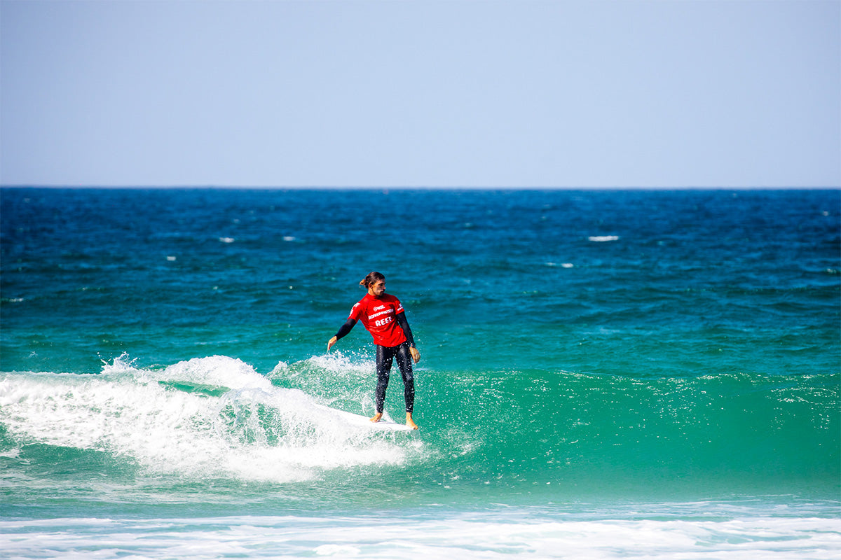 longboarder edouard delpero surfing at boardmasters in august 2023