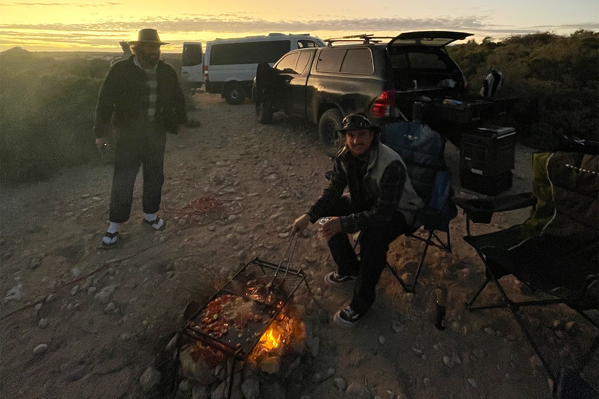 surfer wade carmichael camping in the australian outback