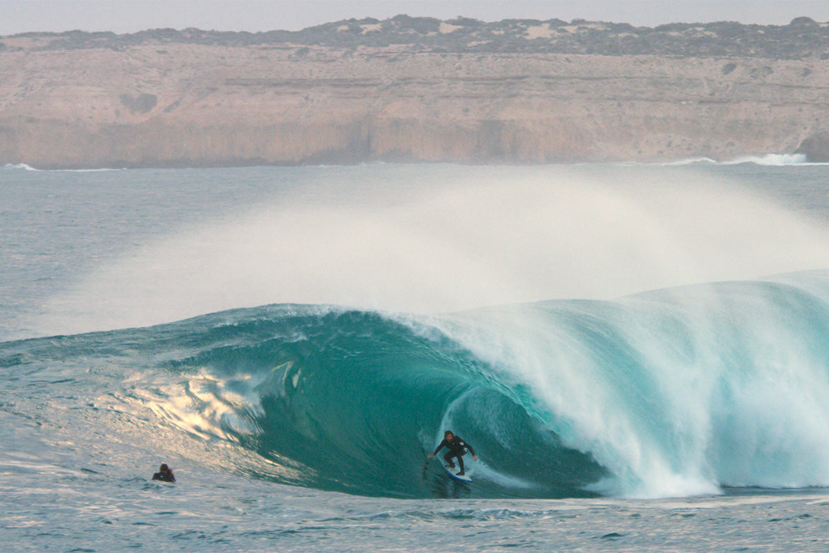 surfer wade carmichael getting barrelled at cody's in south australia