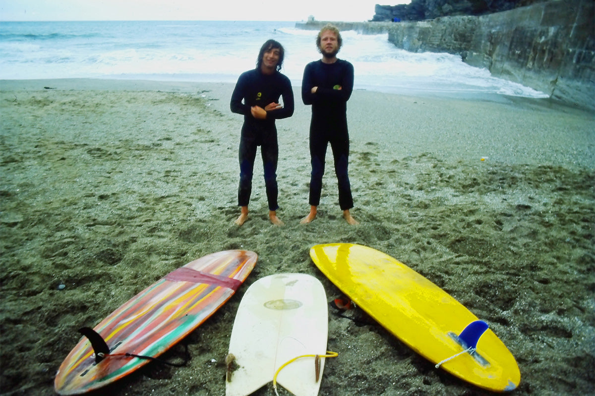 film photo of surfer in Cornwall in the 70s