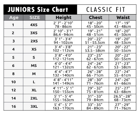 Junior Size Chart – c-skins