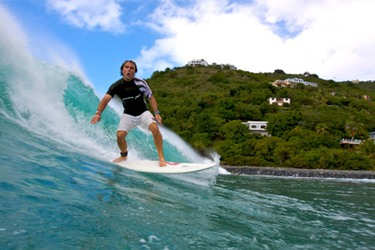 david carson surfing at home in the caribbean