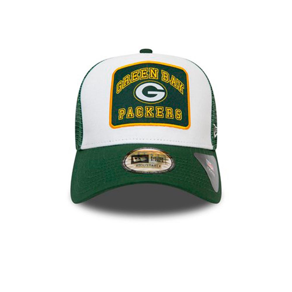 New Era Green Bay Packers A Frame Adjustable Trucker Cap Graphic Patch ...