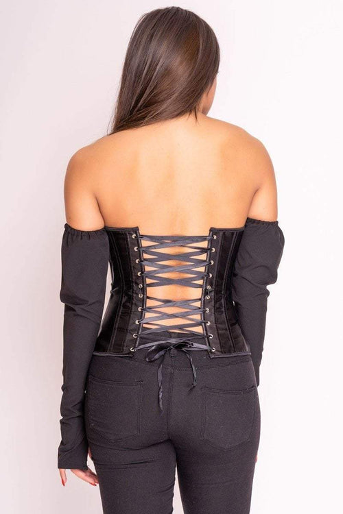 black bardot evening top