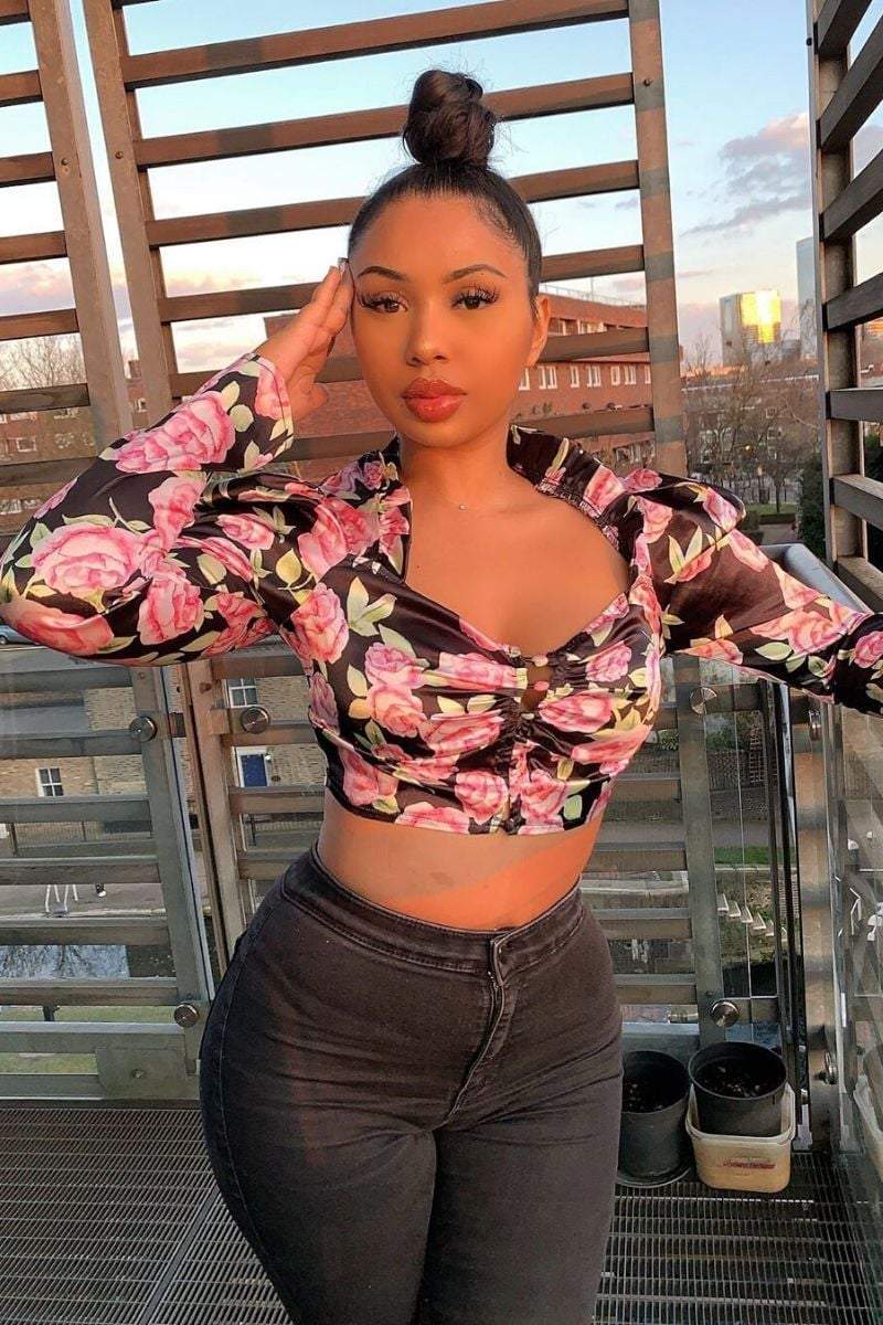 satin floral top