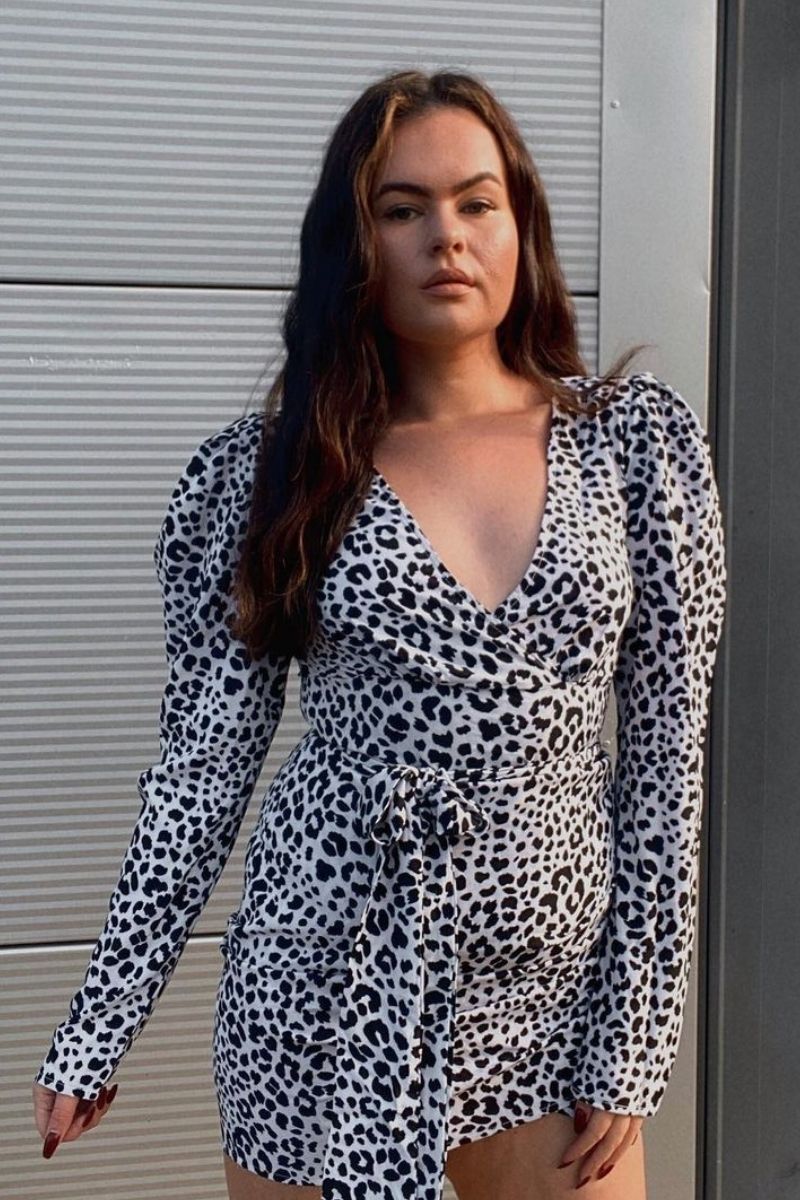 black white leopard print dress