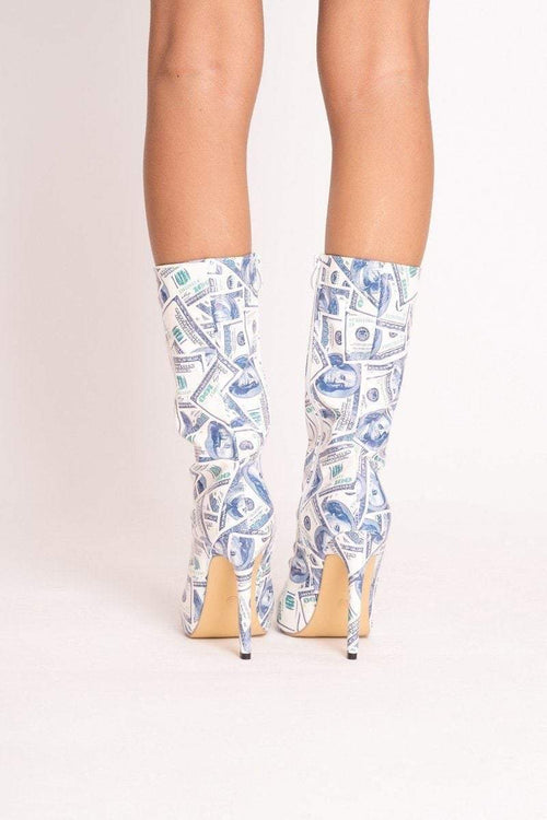 dollar bill thigh high boots