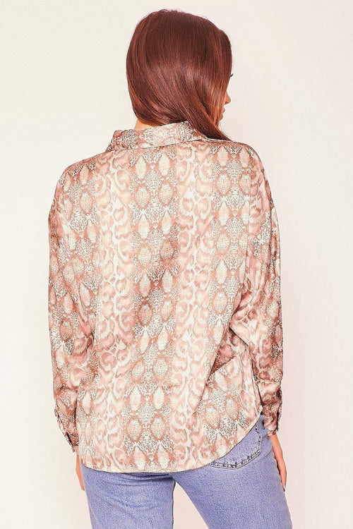 satin snake print blouse