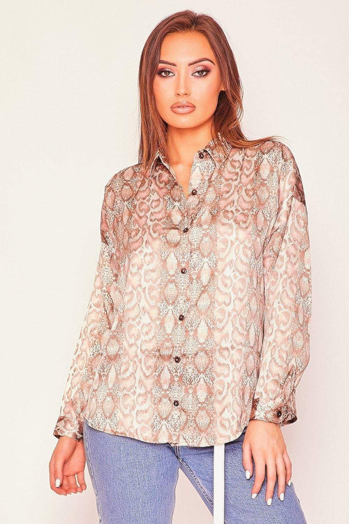 satin snake print blouse