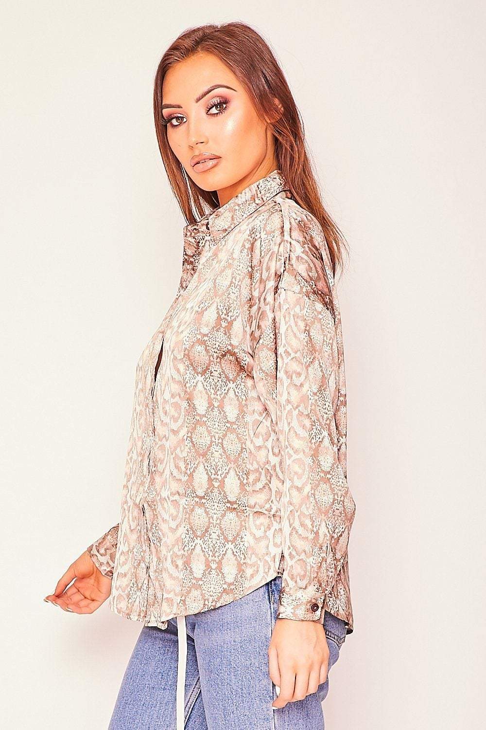 satin snake print blouse