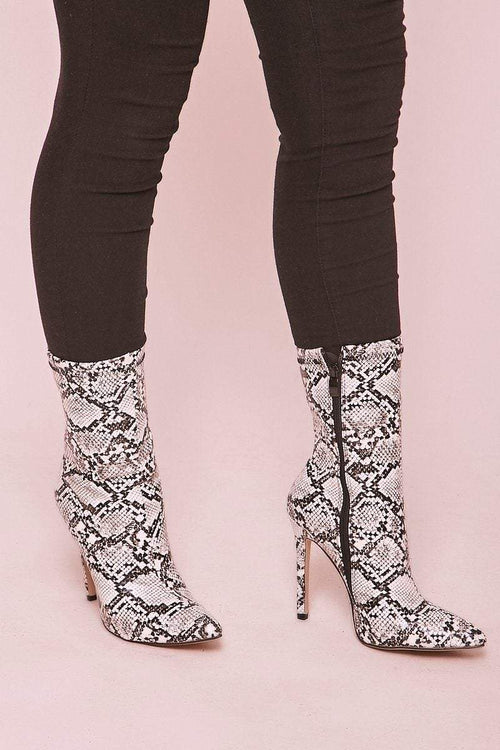 snake print sock boot