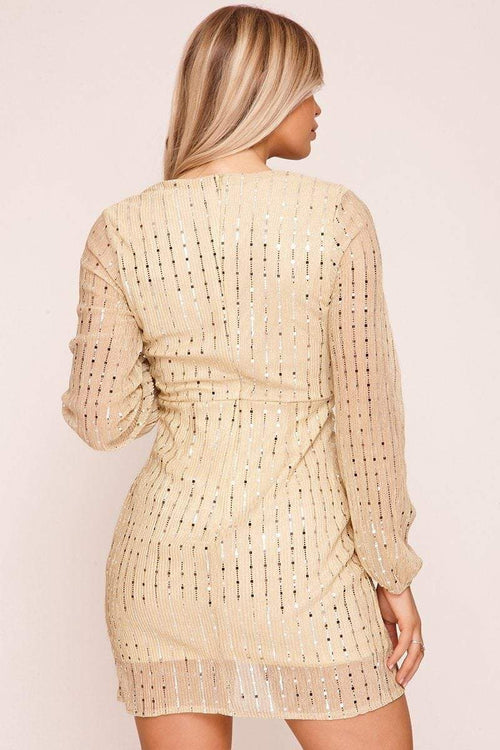 sequin wrap front dress