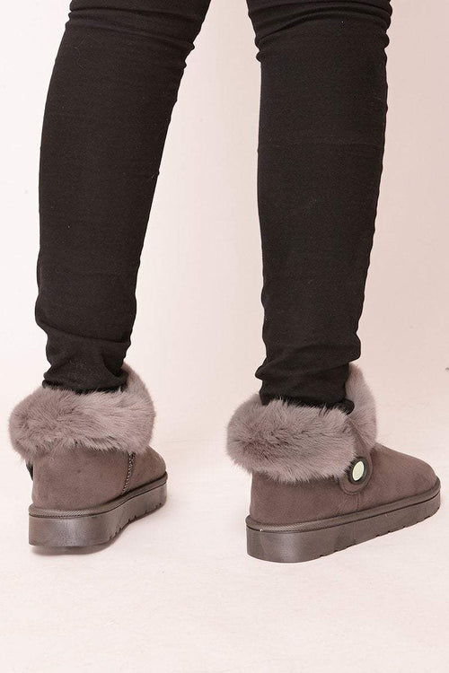 grey faux fur boots