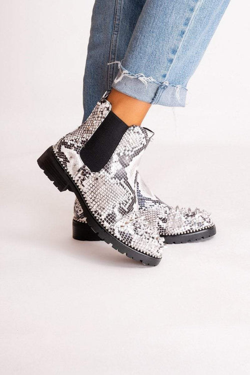 snake print chelsea boots