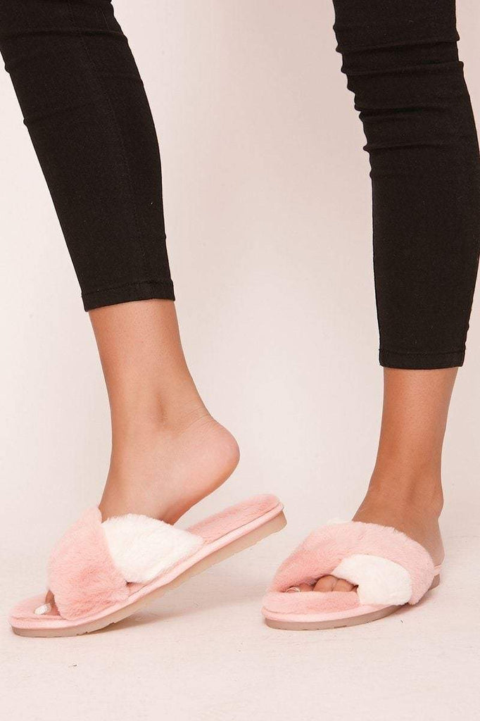 pink fluffy sliders