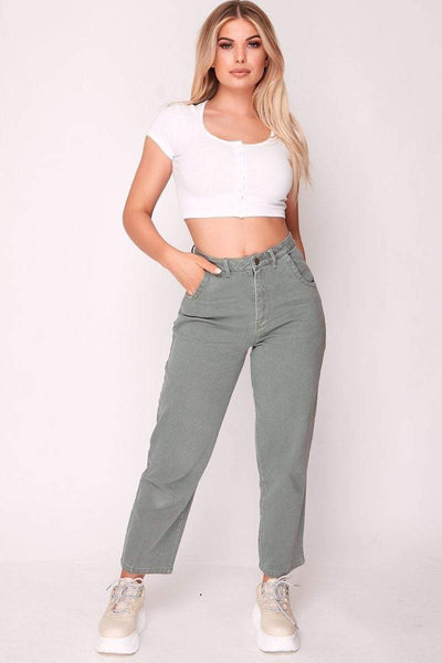 khaki straight leg jeans