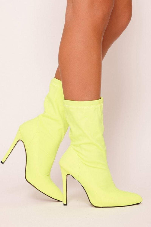 neon green sock heels