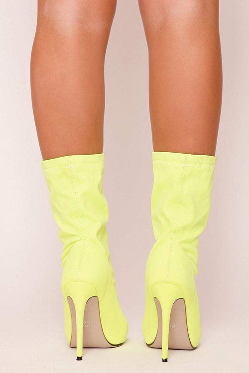 Madeline Neon Green Stiletto Heel Sock 