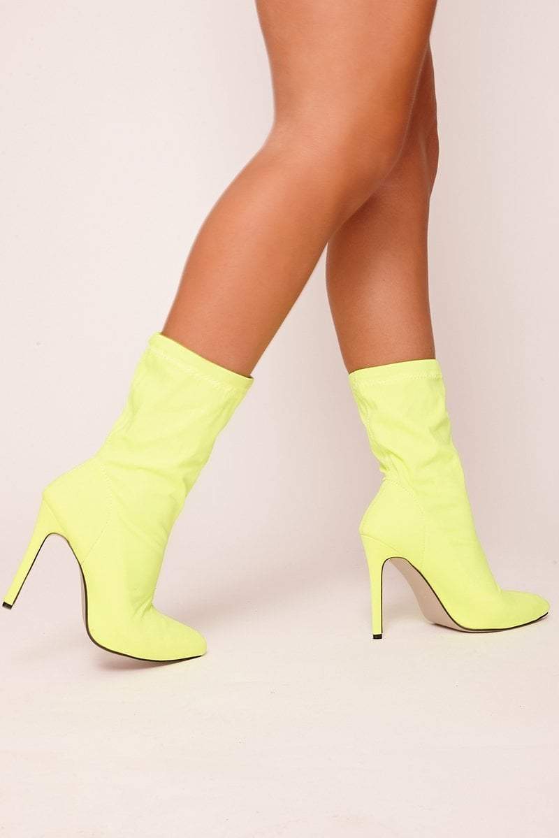 Madeline Neon Green Stiletto Heel Sock 