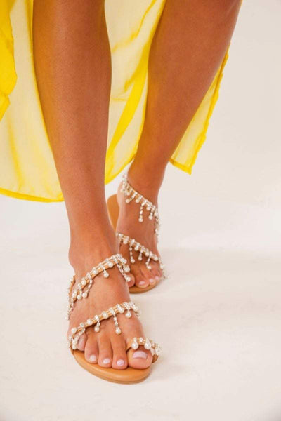 strappy pearl sandals