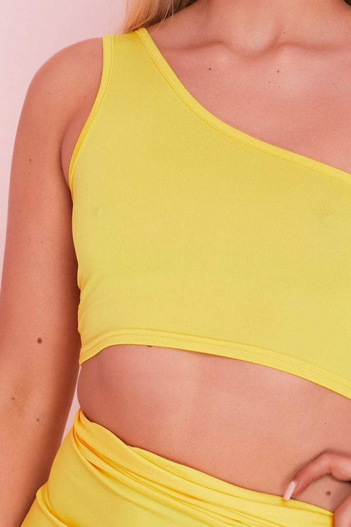 neon yellow one shoulder top