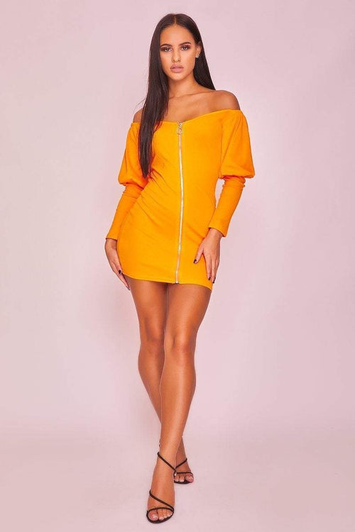 orange zip dress