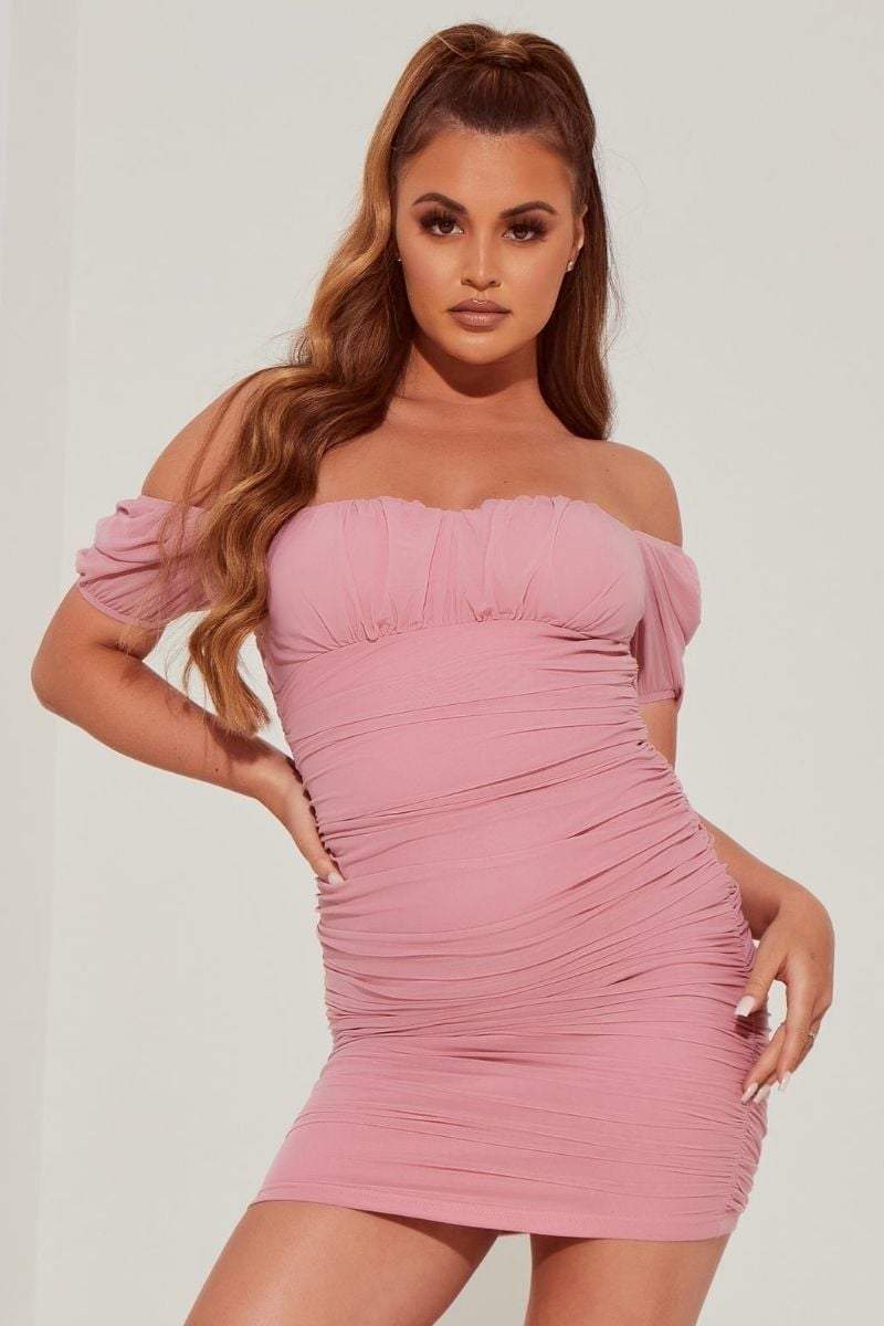 pink mesh dress