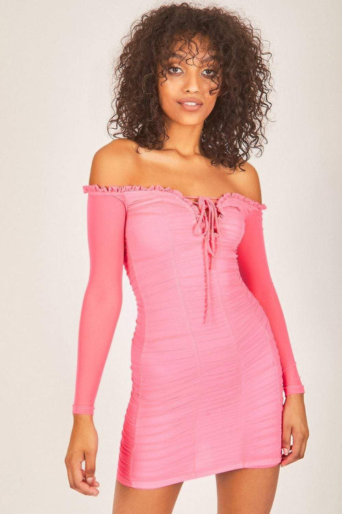 pink bardot mini dress