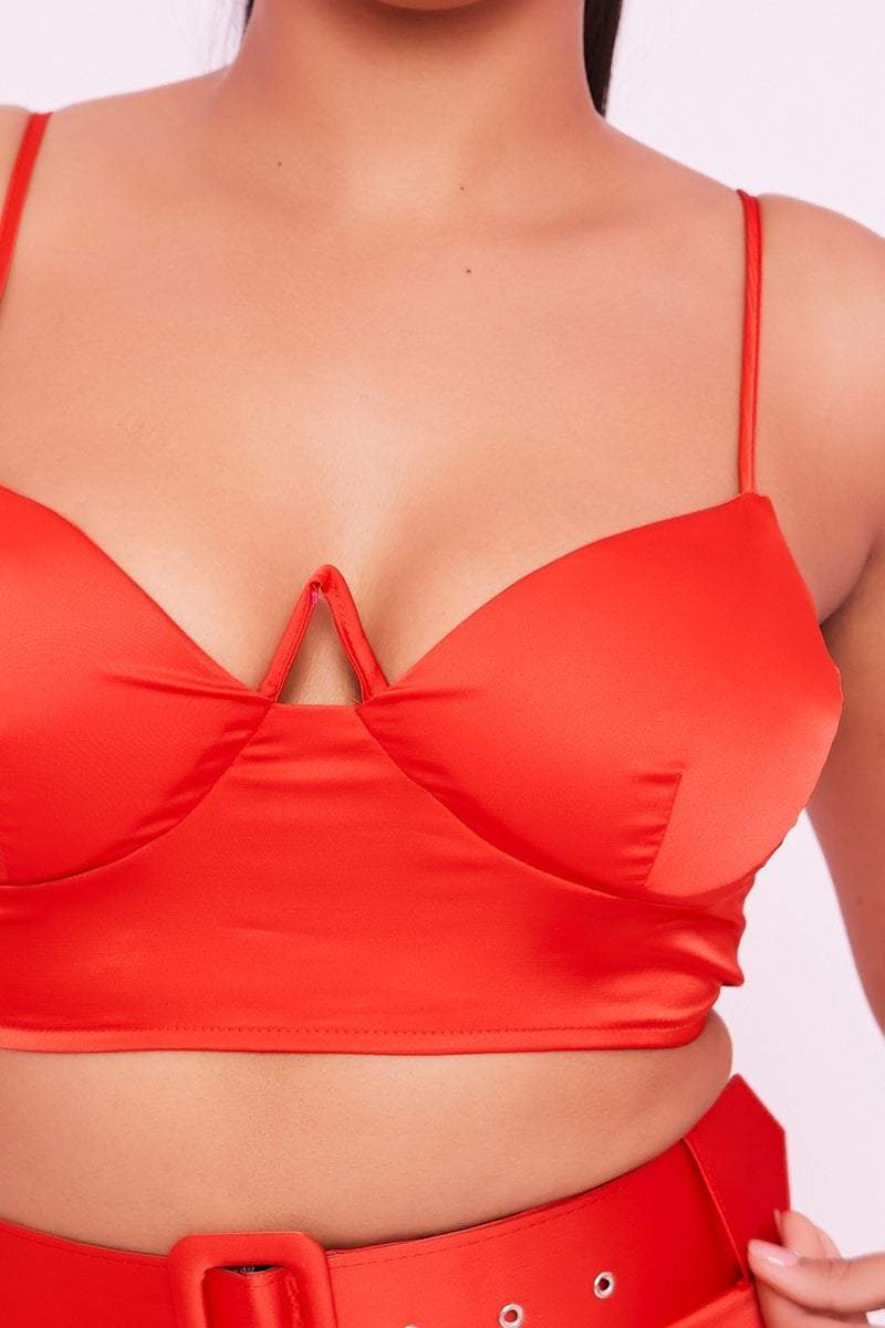 red satin bralette