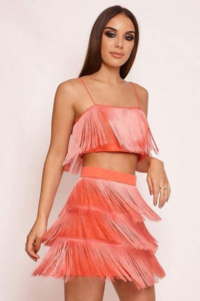 red fringe crop top