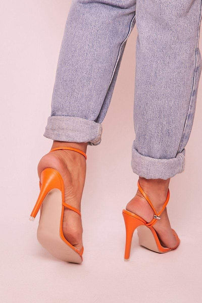 orange strappy heels