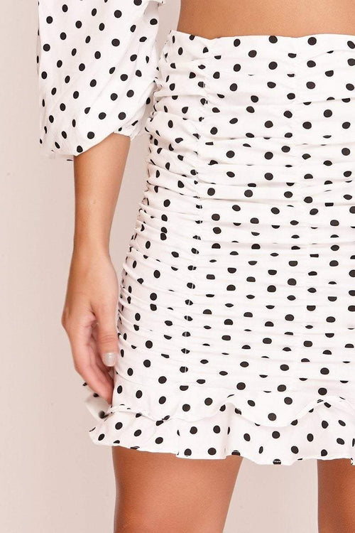 polka dot ruffle hem dress