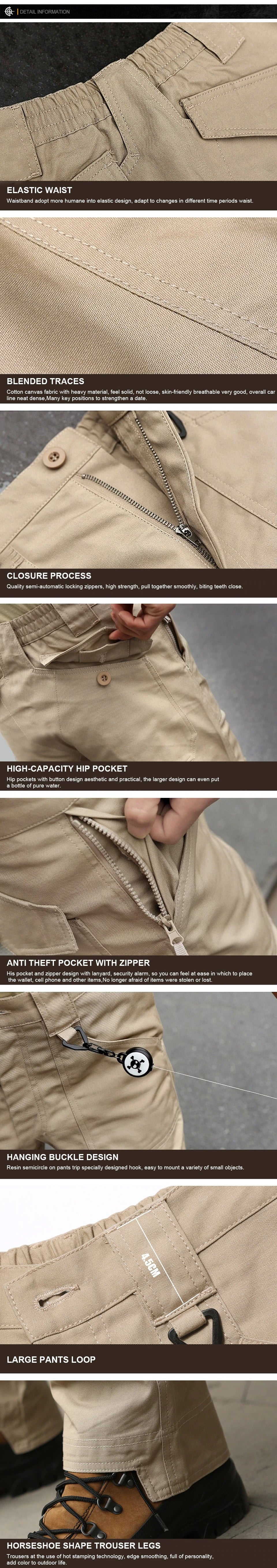 Classic Outdoor Tactical Pants All Purpose Multi-Functional Hard Wearing Outdoor Sports Men's Work Pants Multi-Pockets Cotton Breathable Pants - 6 Colors