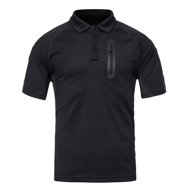 Men's Summer Tactical Combat Style T-Shirt Breathable Men's Military Style Quick Dry Polo Collar T-Shirt - 3 Colors