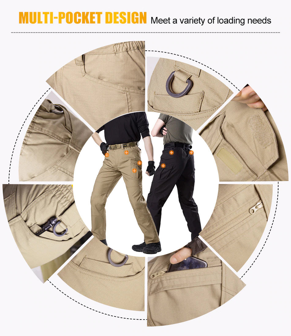 Men's Tactical Pants Military Combat Breathable Hiking Pants Multi Pocket Pant For Workwear Hiking Traveling Water Repellent - 5 Colors