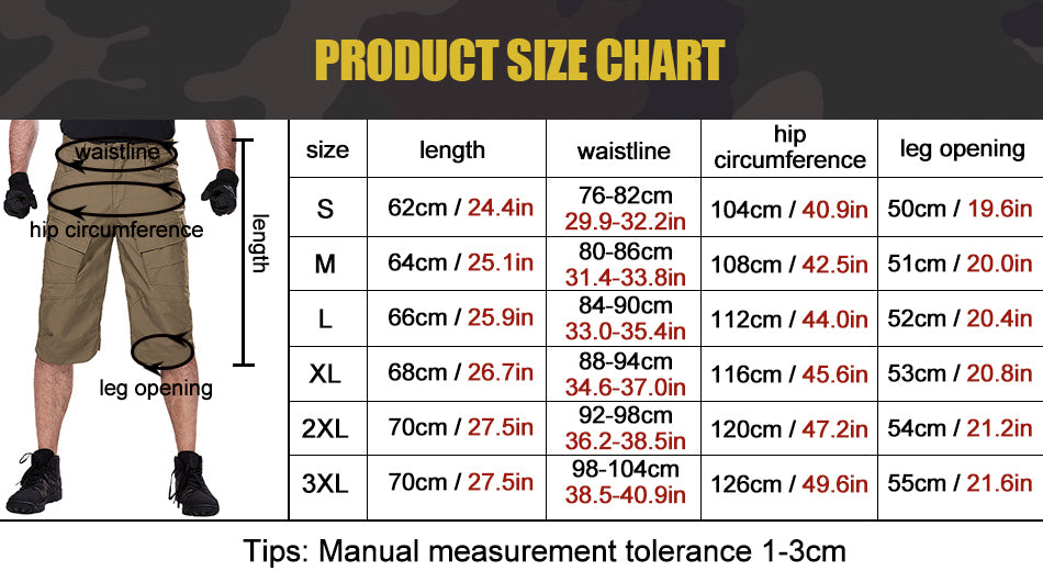 Men's Tactical Short Pants For Outdoor Activities And Daily Wear Multi-Functional Military Style Tactical Camouflage Capri Pants
