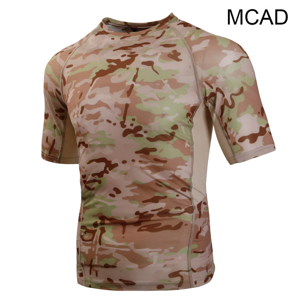 Men's Tactical Short Sleeve Shirt Military Camouflage T-Shirt Quick-Dry Breathable Mesh Fabric Active Sportswear MTB Cycling Jersey - 5 Colors
