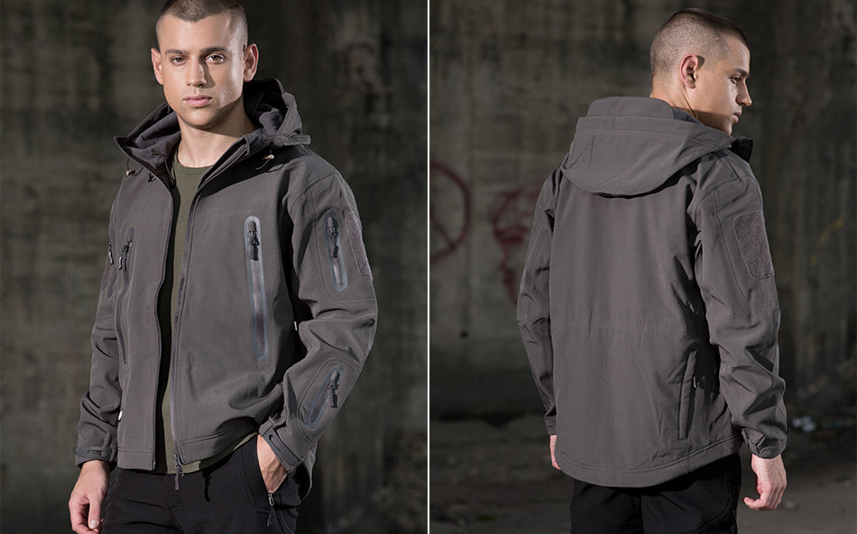 Men's Tactical Softshell Jacket Waterproof Breathable 4-Season Hooded Windbreaker For Hiking Climbing Trekking Outdoor Pursuits - 6 Colors