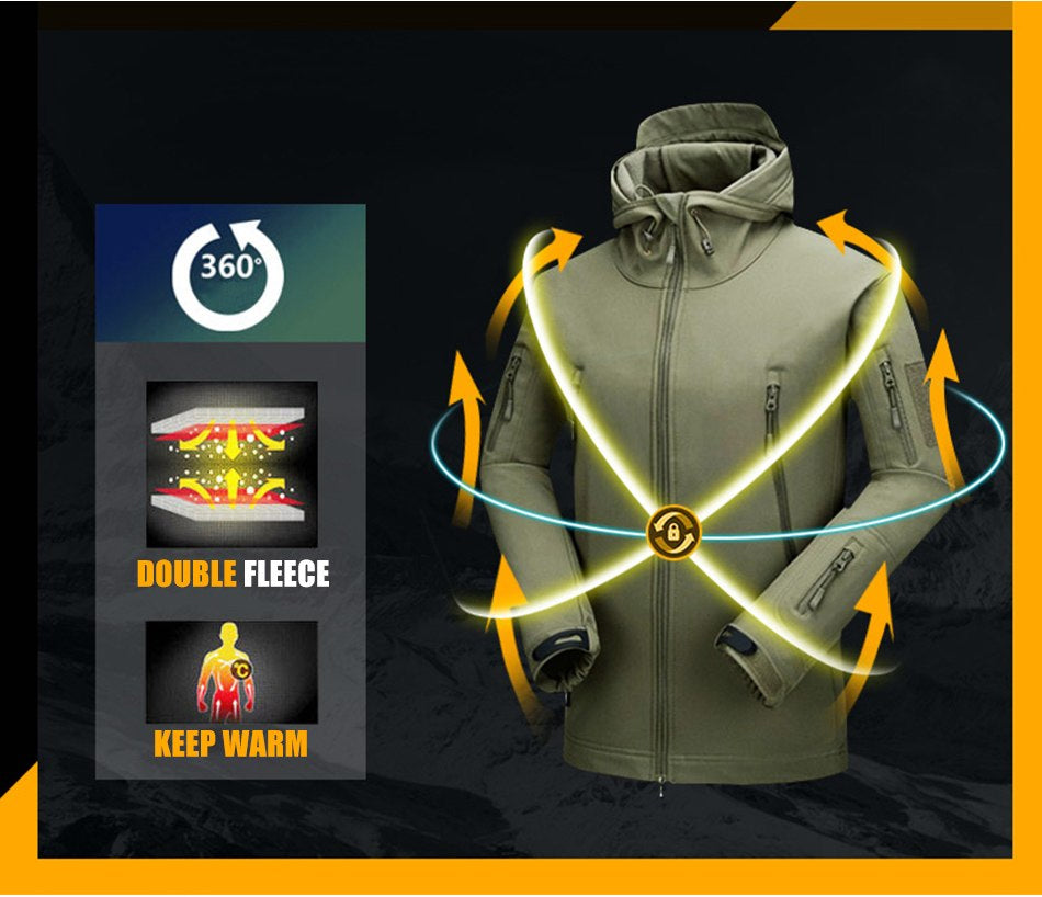 Military Tactical Softshell Jacket Cool Weather Outdoor Tactical Gear Military Fleece Windproof Hiking Hunting Clothes - 4 Colors