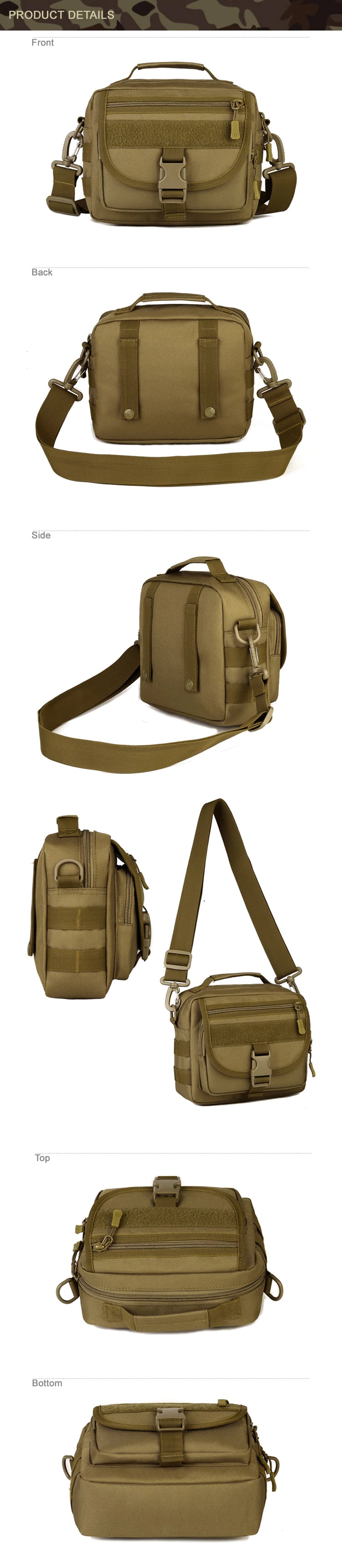 Tactical MOLLE Messenger Bag Travel Kit Bag EDC Pouch For Hiking Camping Fishing Hunting Military Tactical Shoulder Bag - 6 Colors