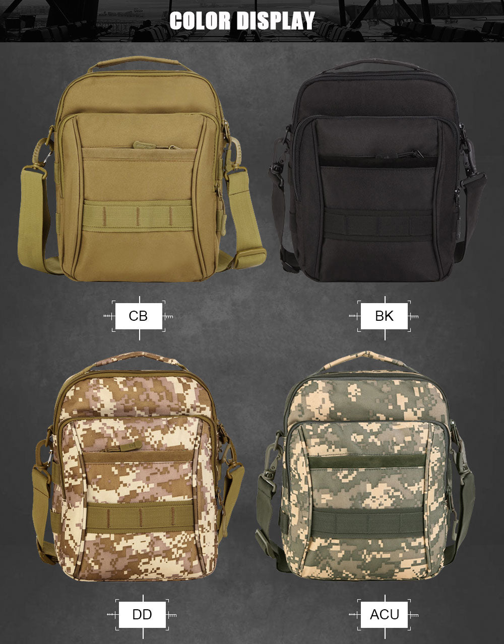 Tactical Molle Messenger Bag EDC Pouch 1000D Nylon Shoulder Travel Bag For Carrying Tablet Mobile Phone Wallet etc