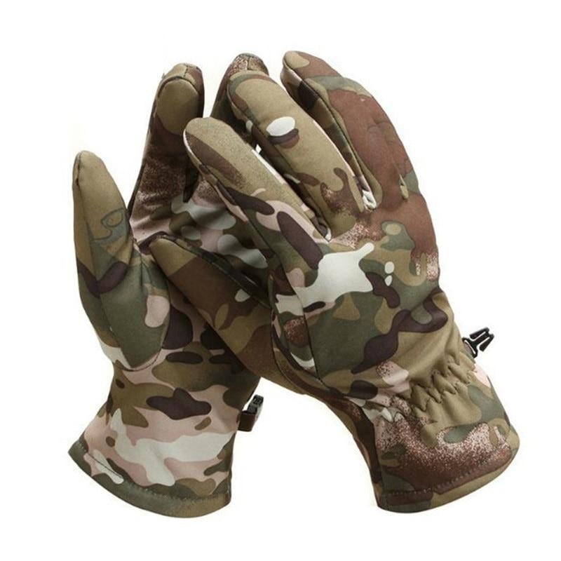 Tactical Outdoor Gear Shark Skin Soft Shell Camouflage Gloves Winter Warm Waterproof Windproof Unisex Fleece Gloves - 4 Colors