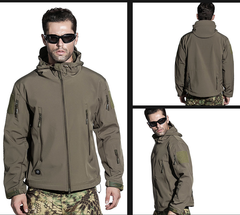 Tactical Softshell Jacket Waterproof Windproof Outdoor Sports Jacket For Hunting Trekking Travel Military Camouflage Fleece Jacket For Men - 17 Colors