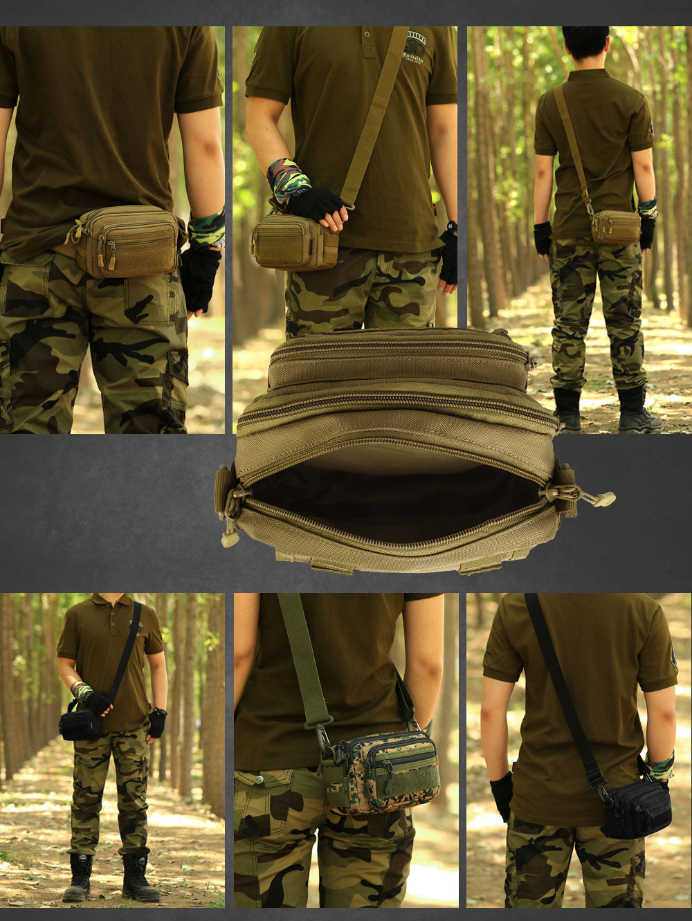 Tactical Waist Pack MOLLE Pouch Nylon Military Multi-Pocket Belt Pack For Travel Trekking Hiking Climbing - 5 Colors