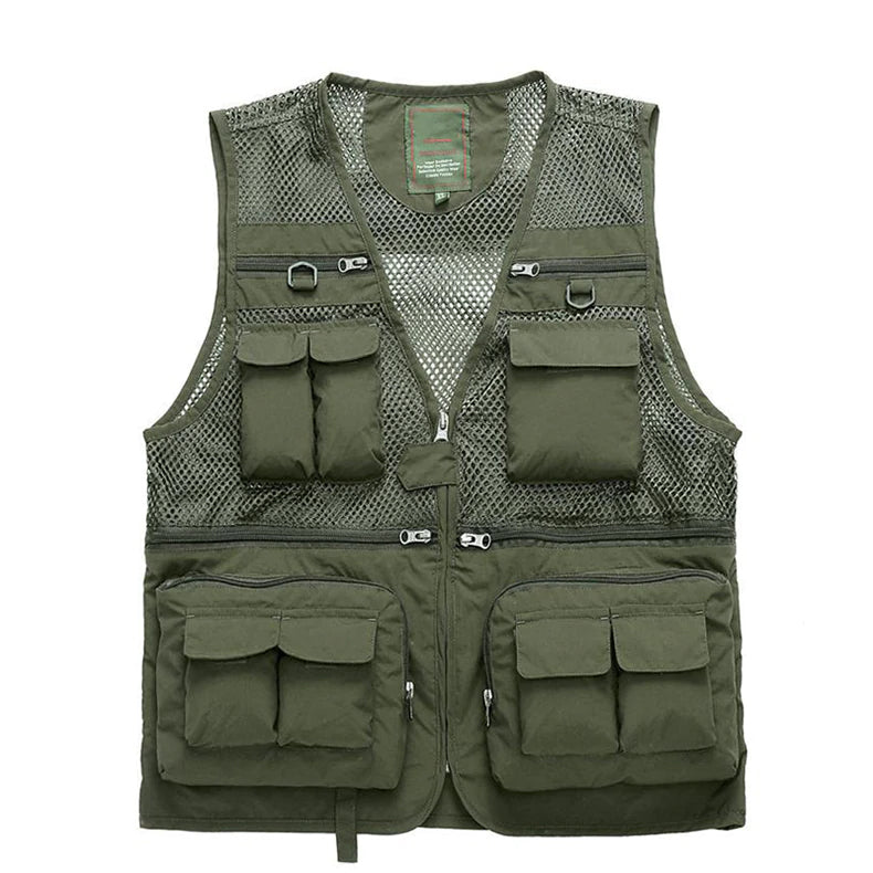 Waterproof Tactical Mesh Vest For Men Quick Dry Multi Pockets Fishing Hunting Photography Vest Army Waistcoat Outerwear Clothing